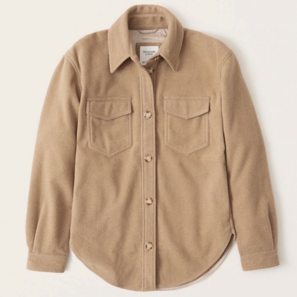 Tan Button-Up Shirt Jacket